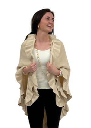 The Carlton Ruffle Wrap: Cream