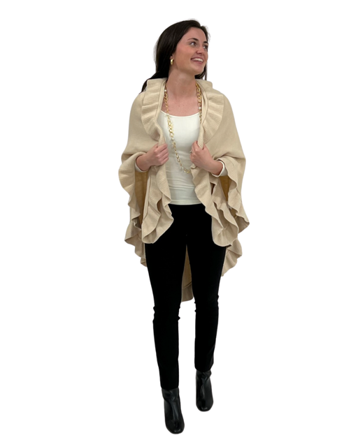 The Carlton Ruffle Wrap: Cream