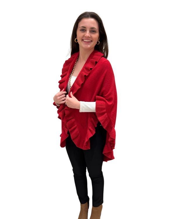 The Carlton Ruffle Wrap: Red