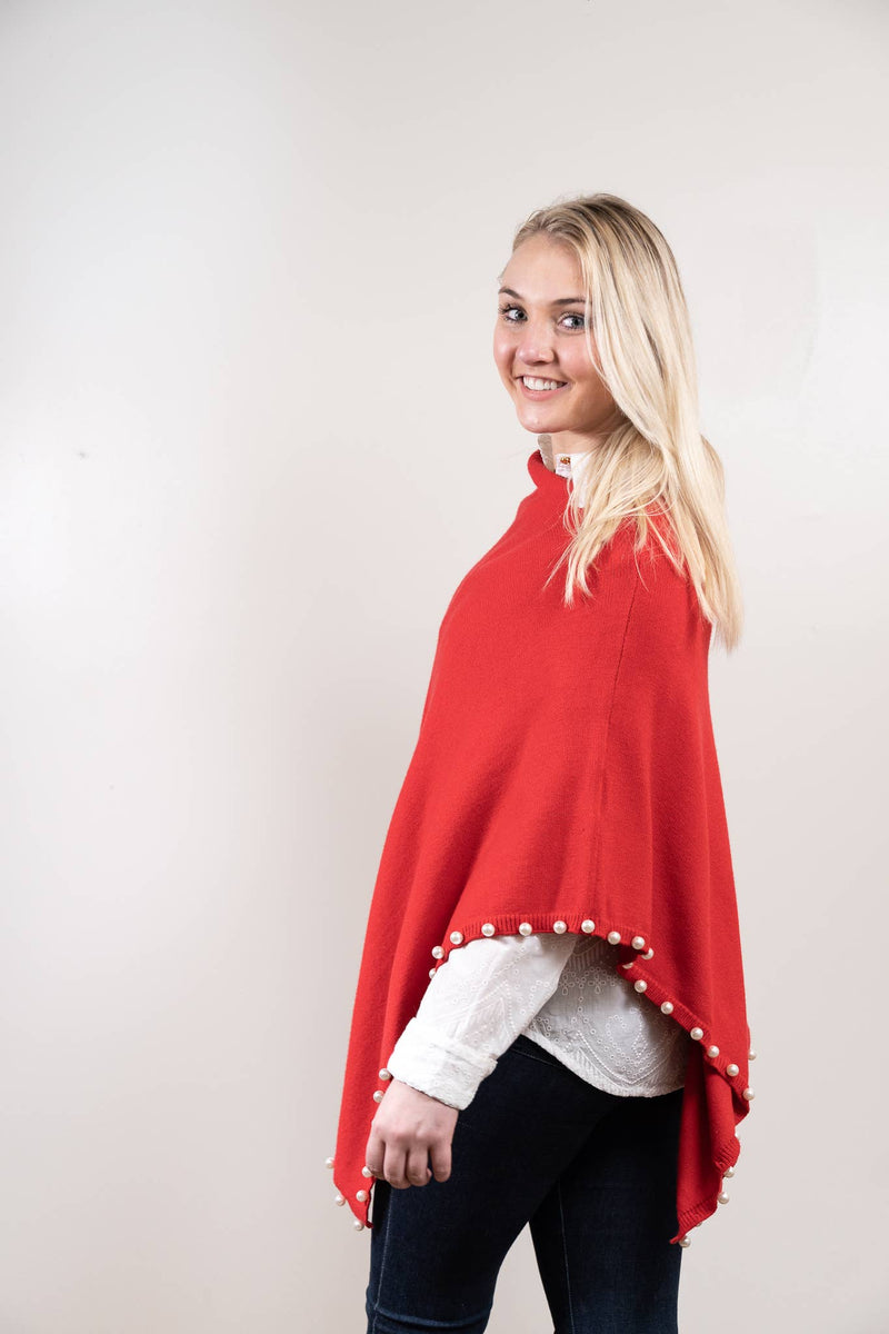 The Peyton Pearl Poncho in Red