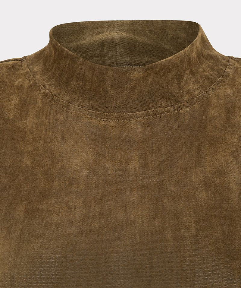 Velour Stretch Turtleneck Top