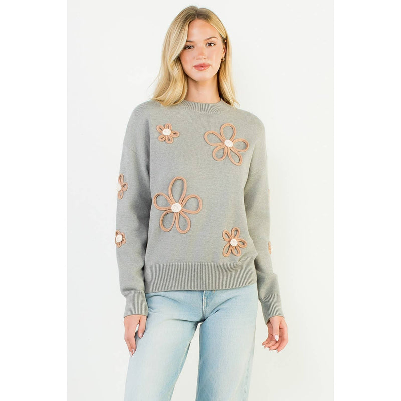 Floral Detail Knit Sweater