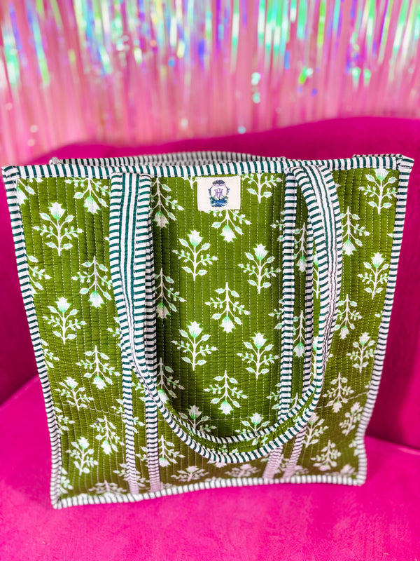 Emerald Bay | Large Quilted Tote Bag