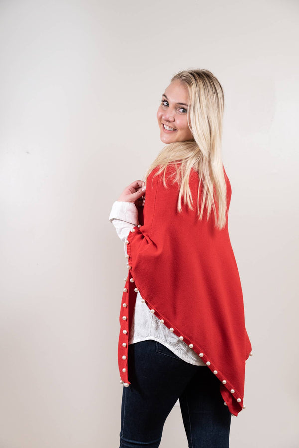 The Peyton Pearl Poncho in Red