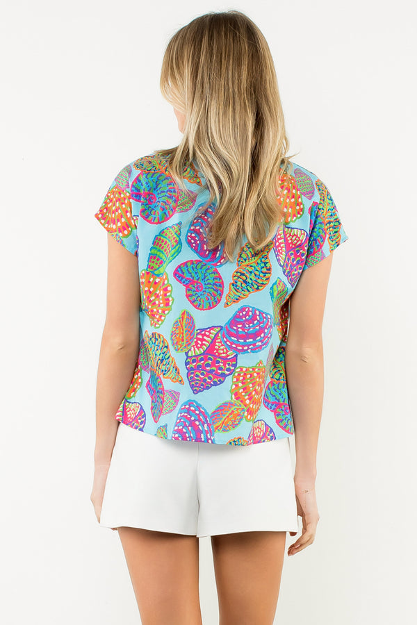 Short Sleeve Shell Print Top