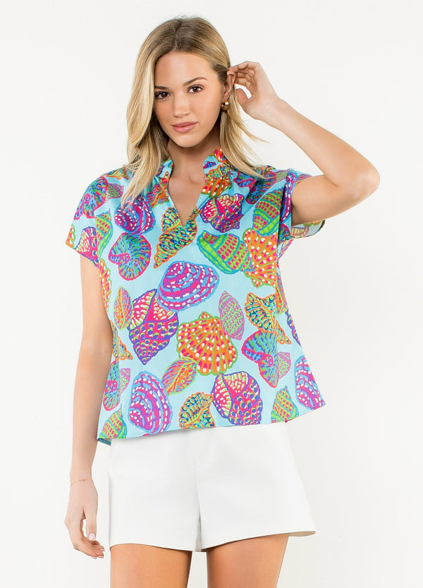 Short Sleeve Shell Print Top