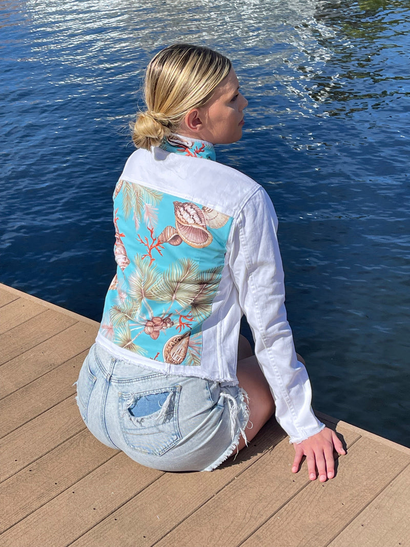 The White Denim Jacket / Tropical Shells