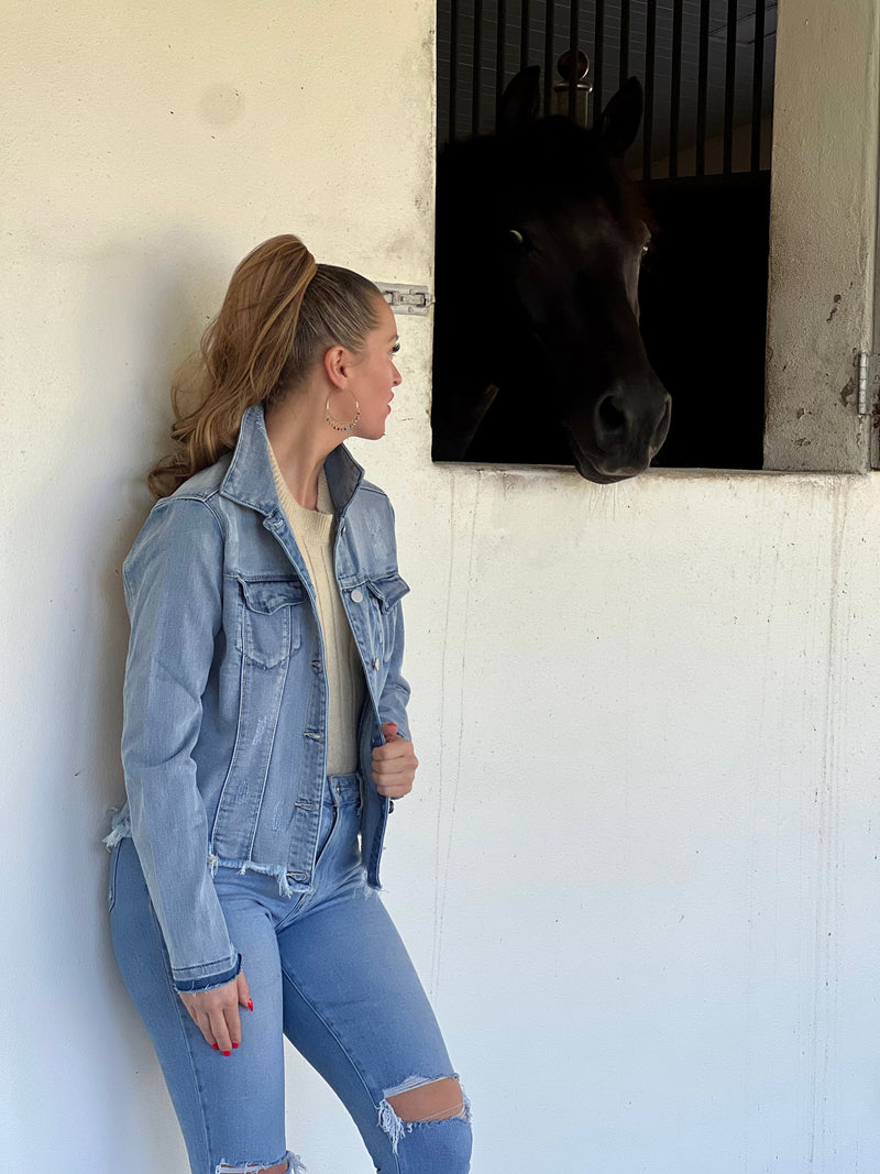 The Light Denim Jacket / Blush Stirrup