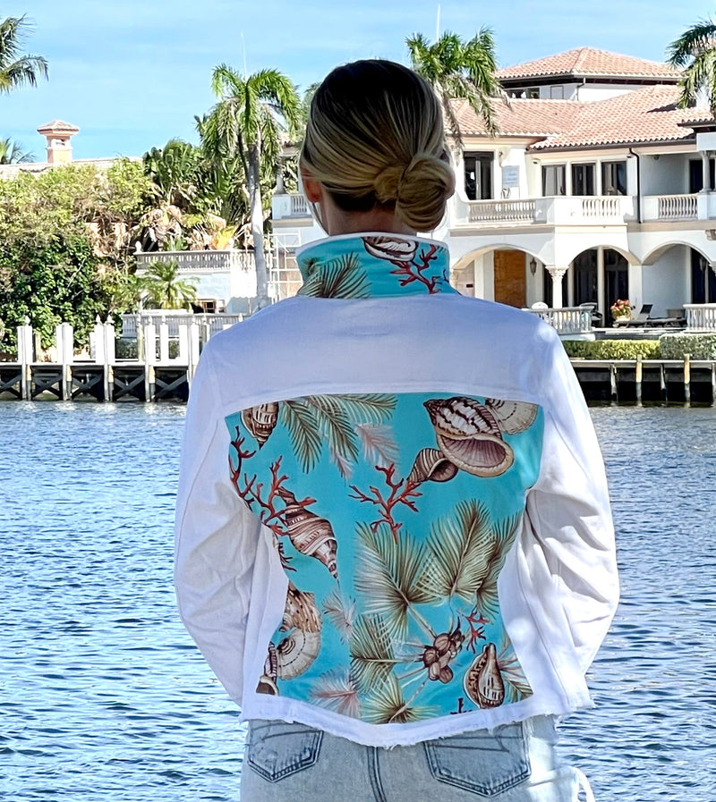 The White Denim Jacket / Tropical Shells