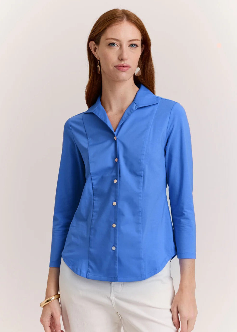 Donna 3/4 Sleeve Wing Collar "T" Shirt