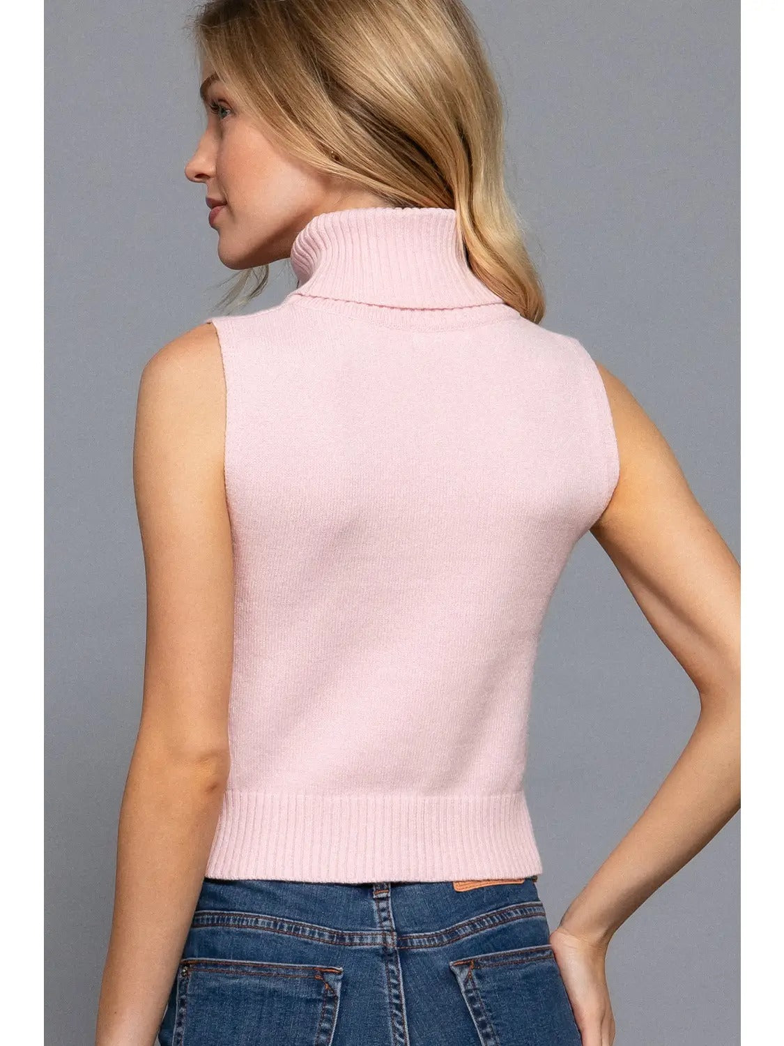 Sleeveless Turtle Neck Sweater Top
