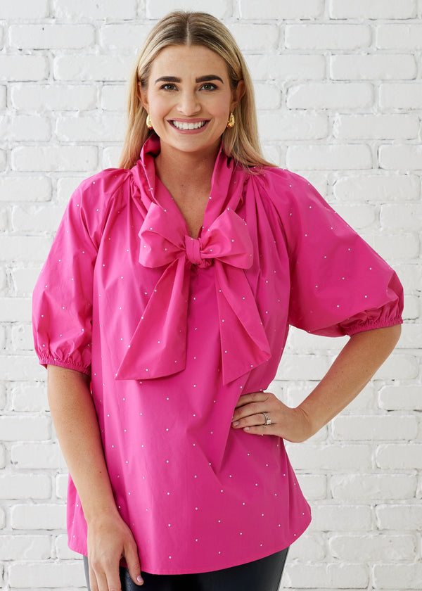 Ryan Bow Sparkle Top - Pink