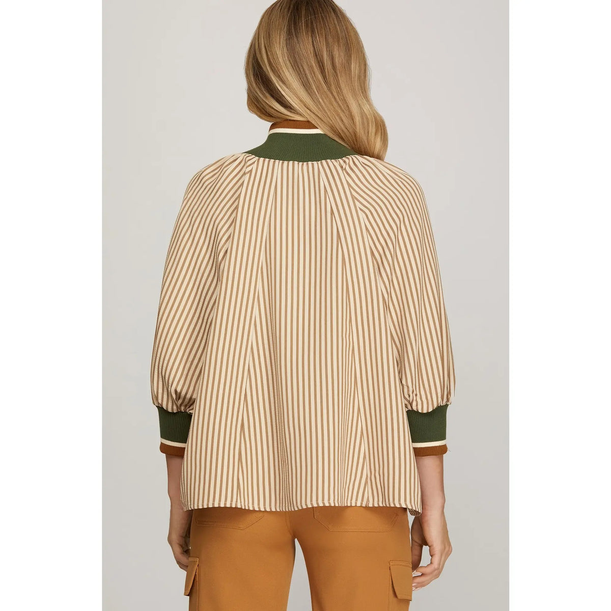Taupe Striped Top