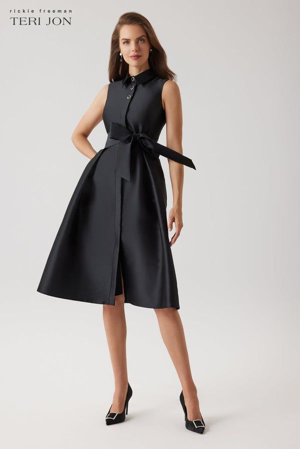 Mikado Sleeveless Shirt Dress