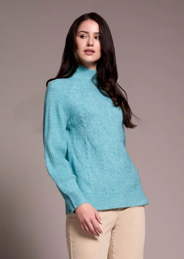Long Puff Sleeve Mock Neck Sweater