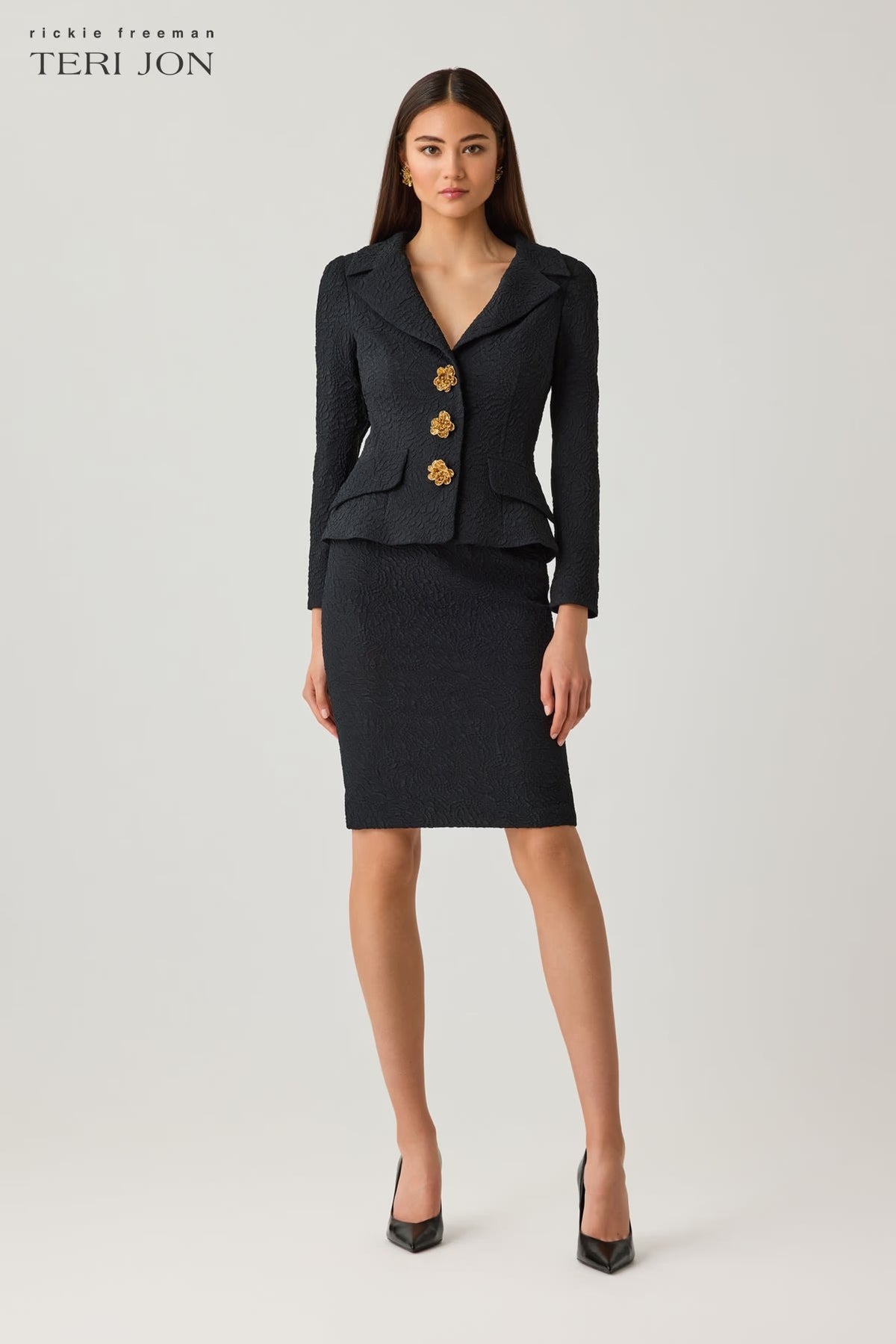 Jacquard Jacket with Gold Metal Buttons