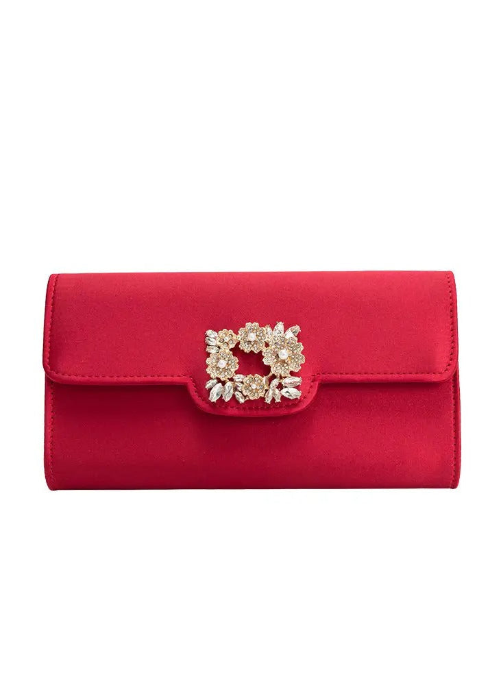 Elodie Red Satin Crossbody Bag