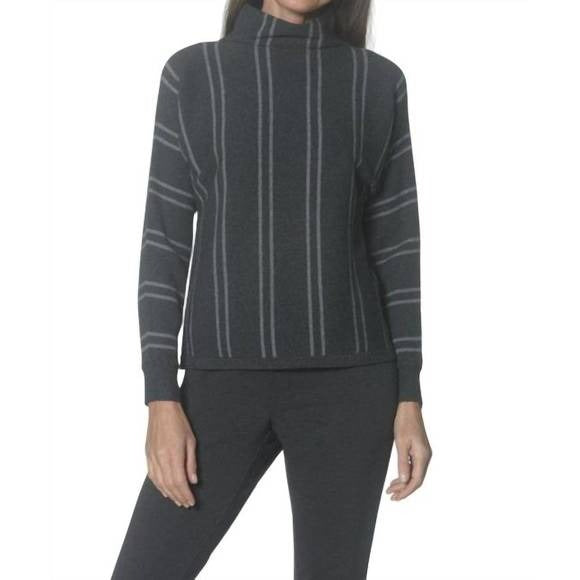 Verical Stripe Funnel Sweater