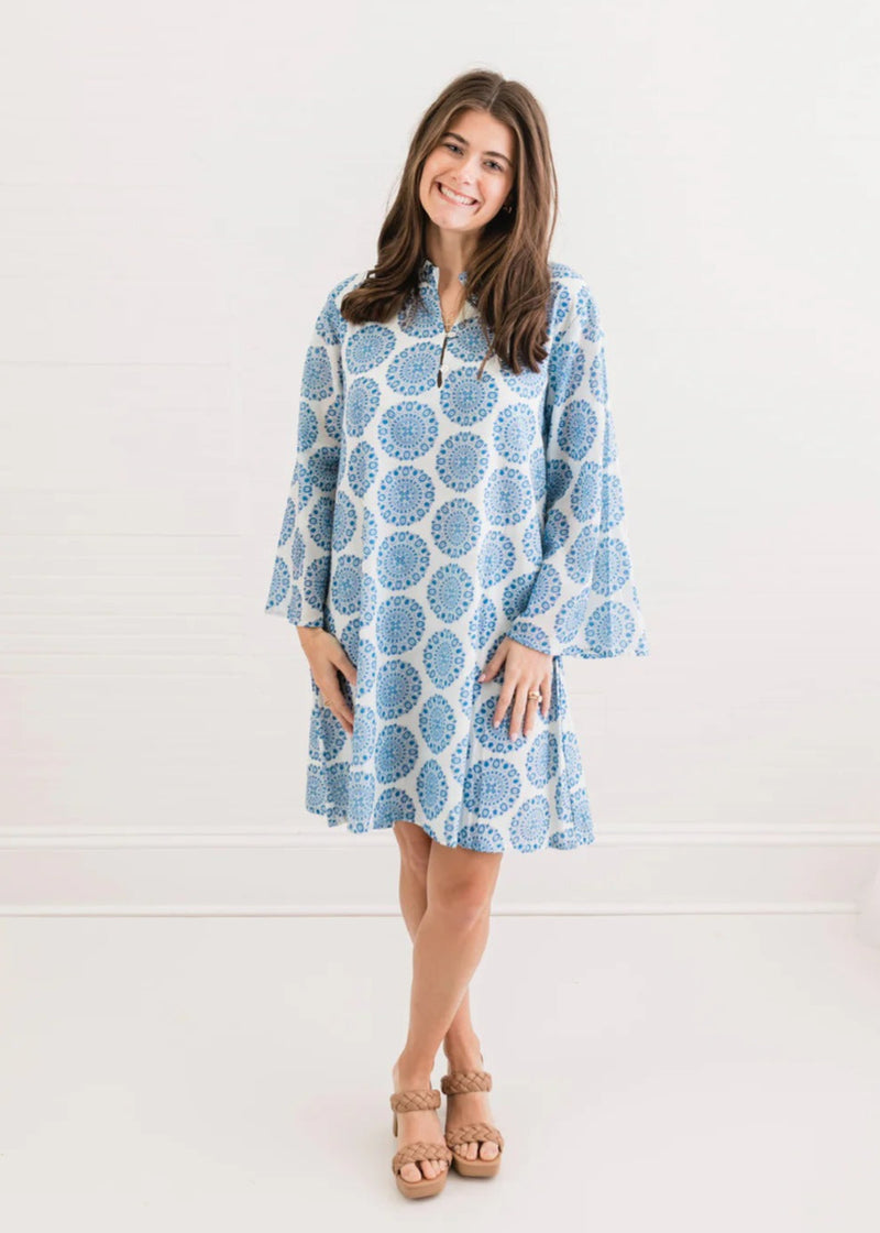 Blue Medallion Classic Mini Dress