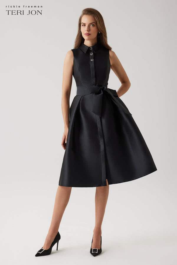 Mikado Sleeveless Shirt Dress