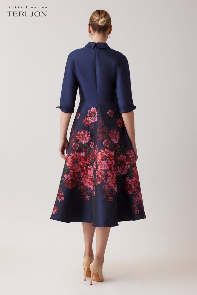 Jacquard Floral Paisley Shirt Waist Dress