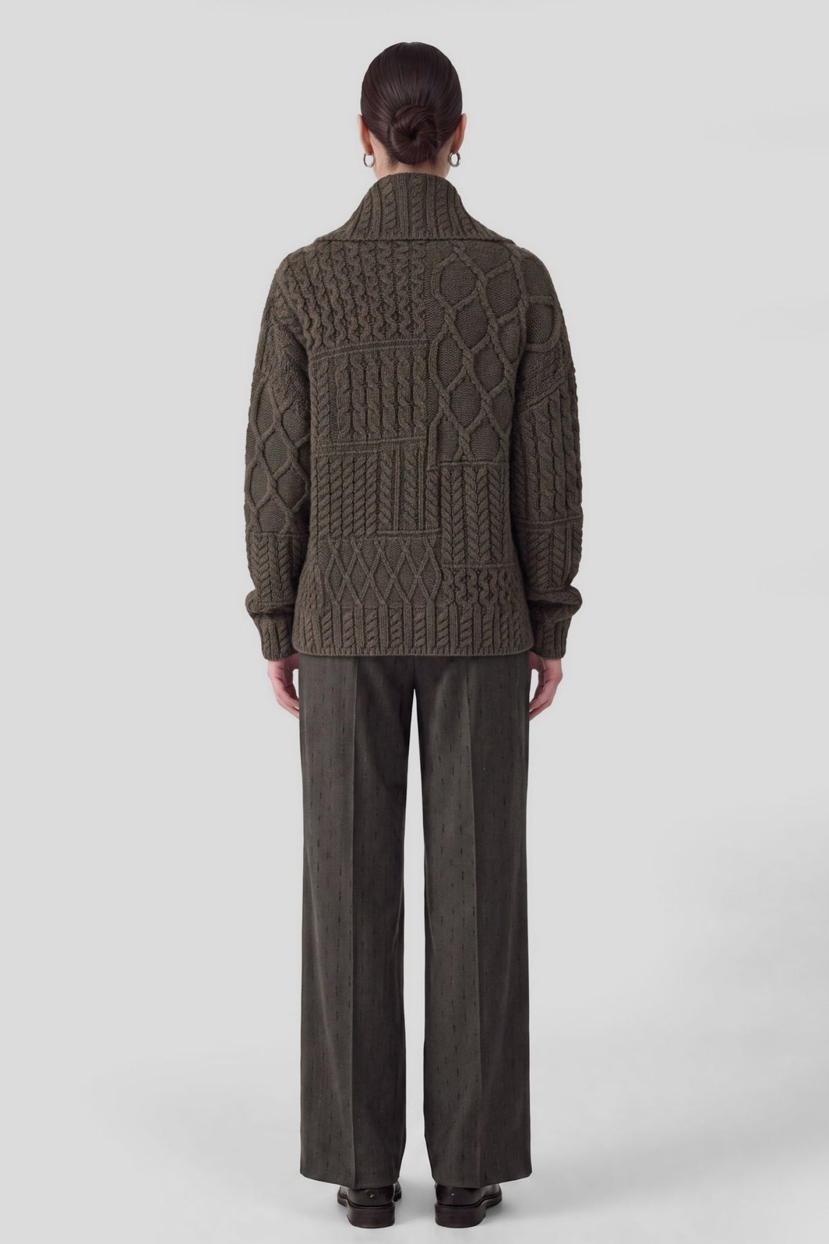 Collar Turtleneck Long Sleeve Cable Knit Sweater