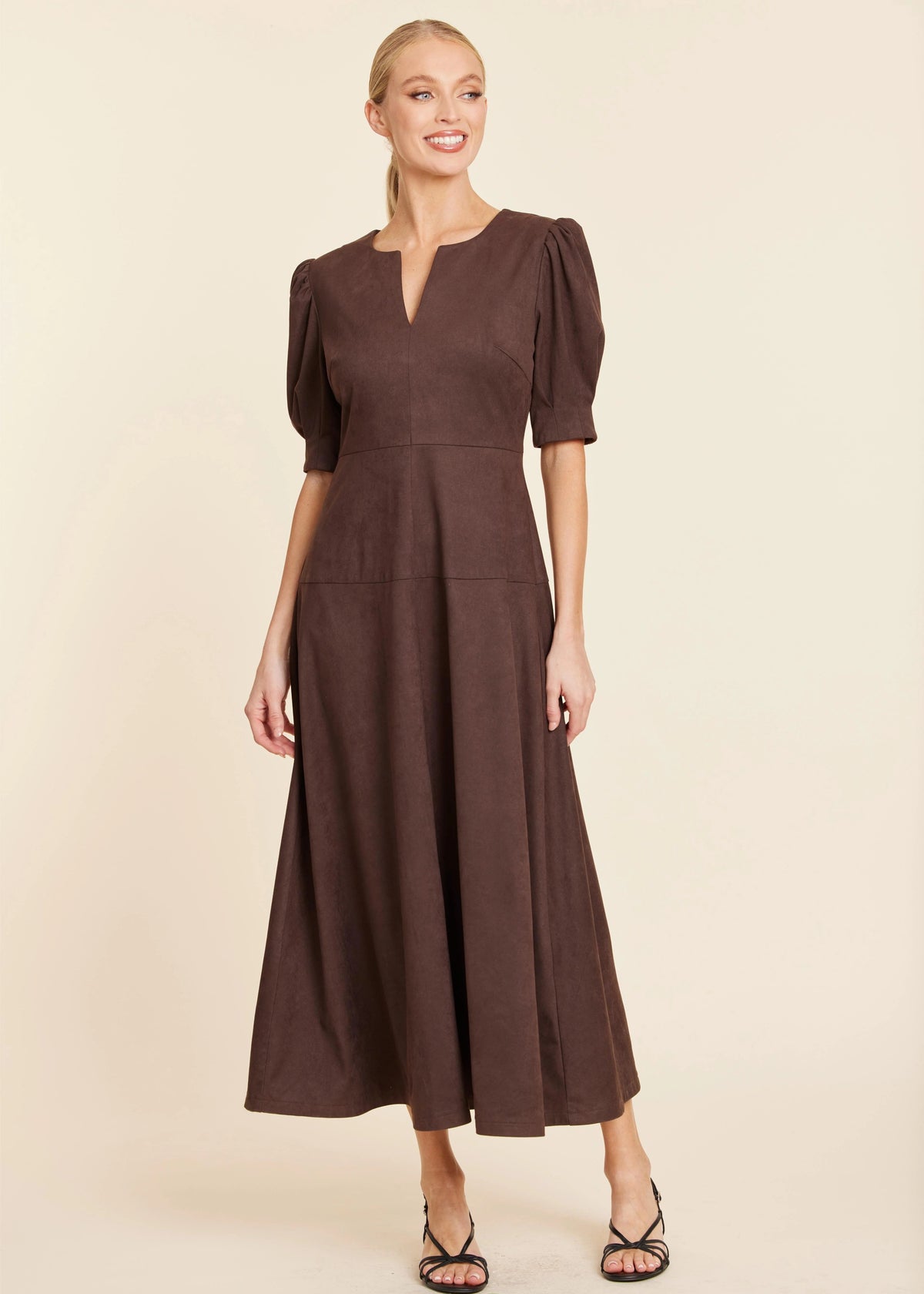 Faux Suede Maxi Dress