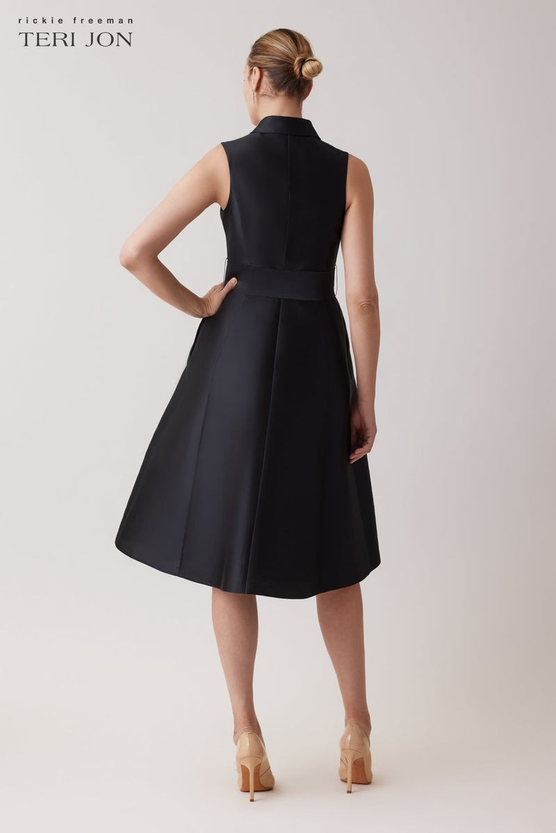 Mikado Sleeveless Shirt Dress