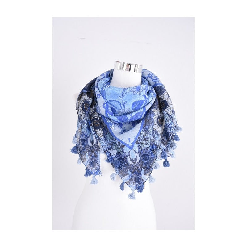 Balinese Flowers Cotton Scarf - 3 Colors