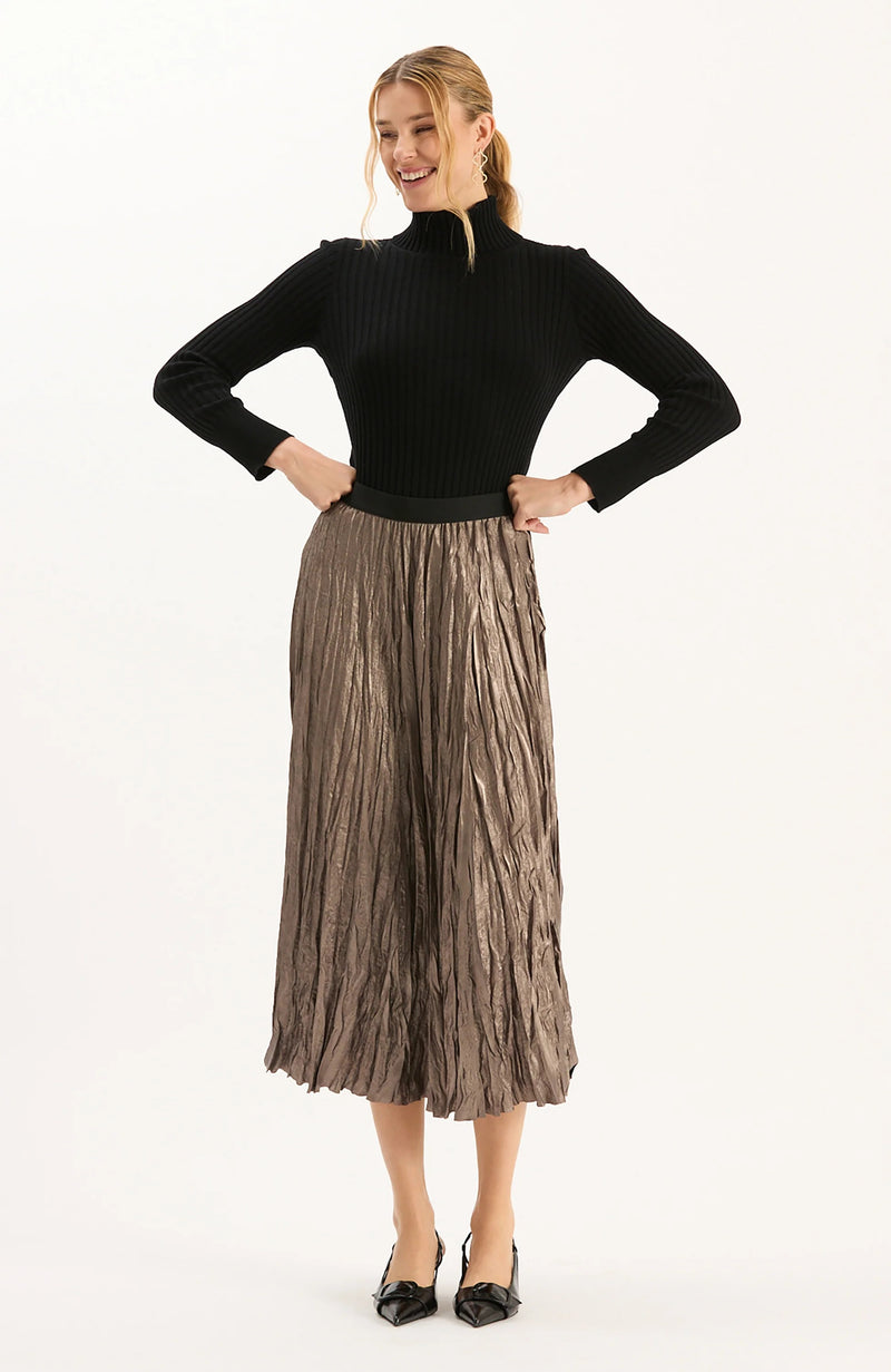 Cara Metallic Pleated Skirt
