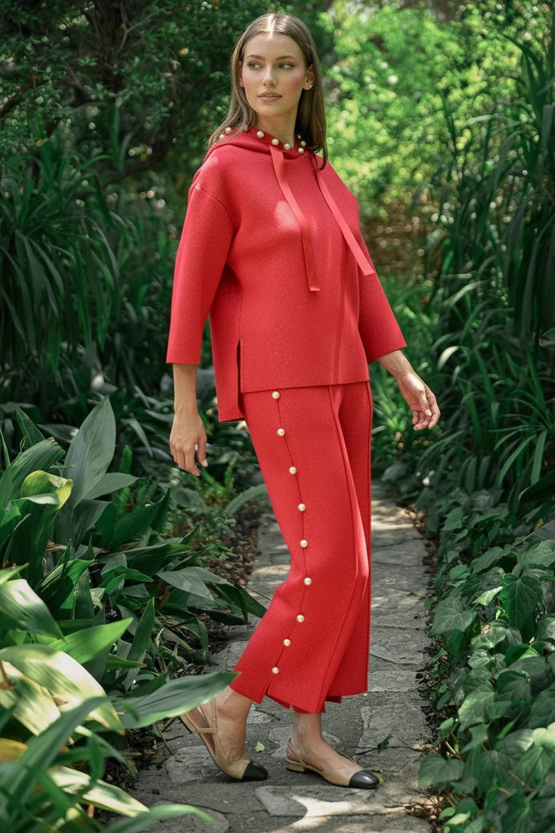 Farrah French Scuba Pearl Pant with Glitter