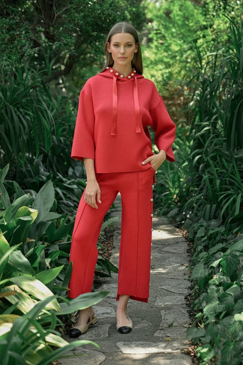 Farrah French Scuba Pearl Pant with Glitter