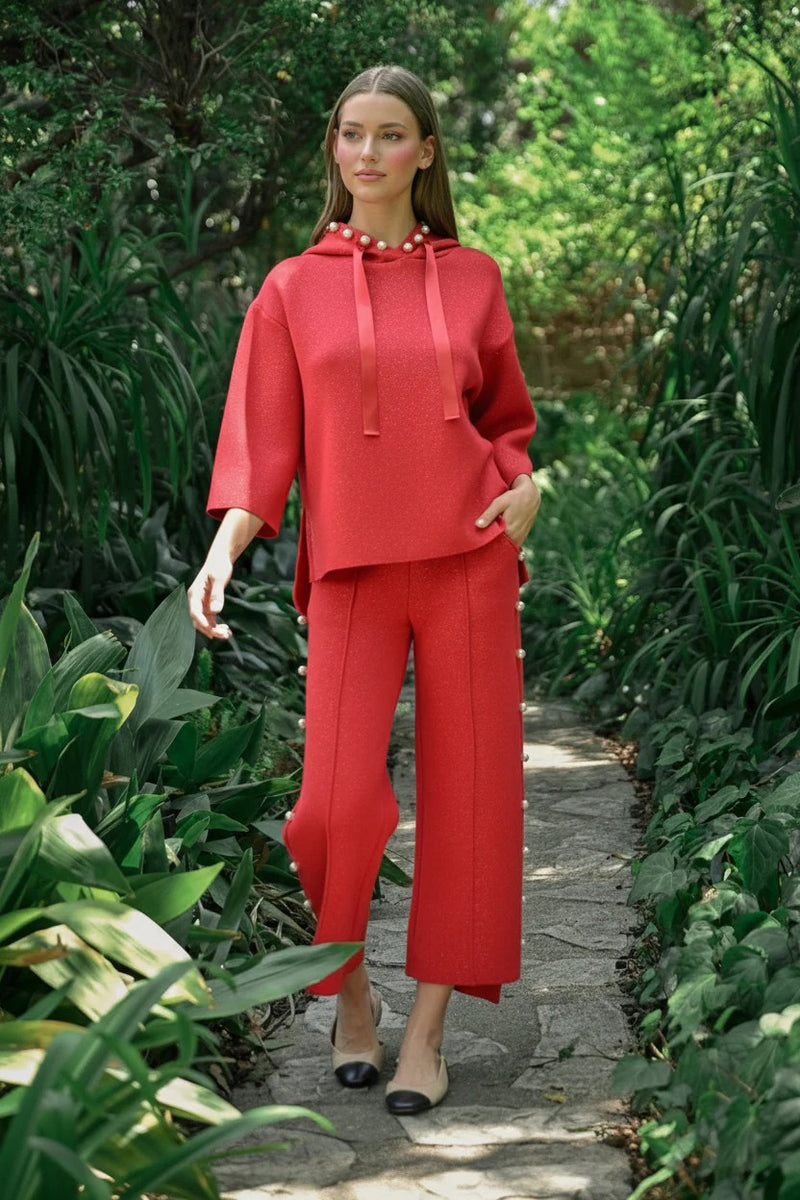 Farrah French Scuba Pearl Pant with Glitter