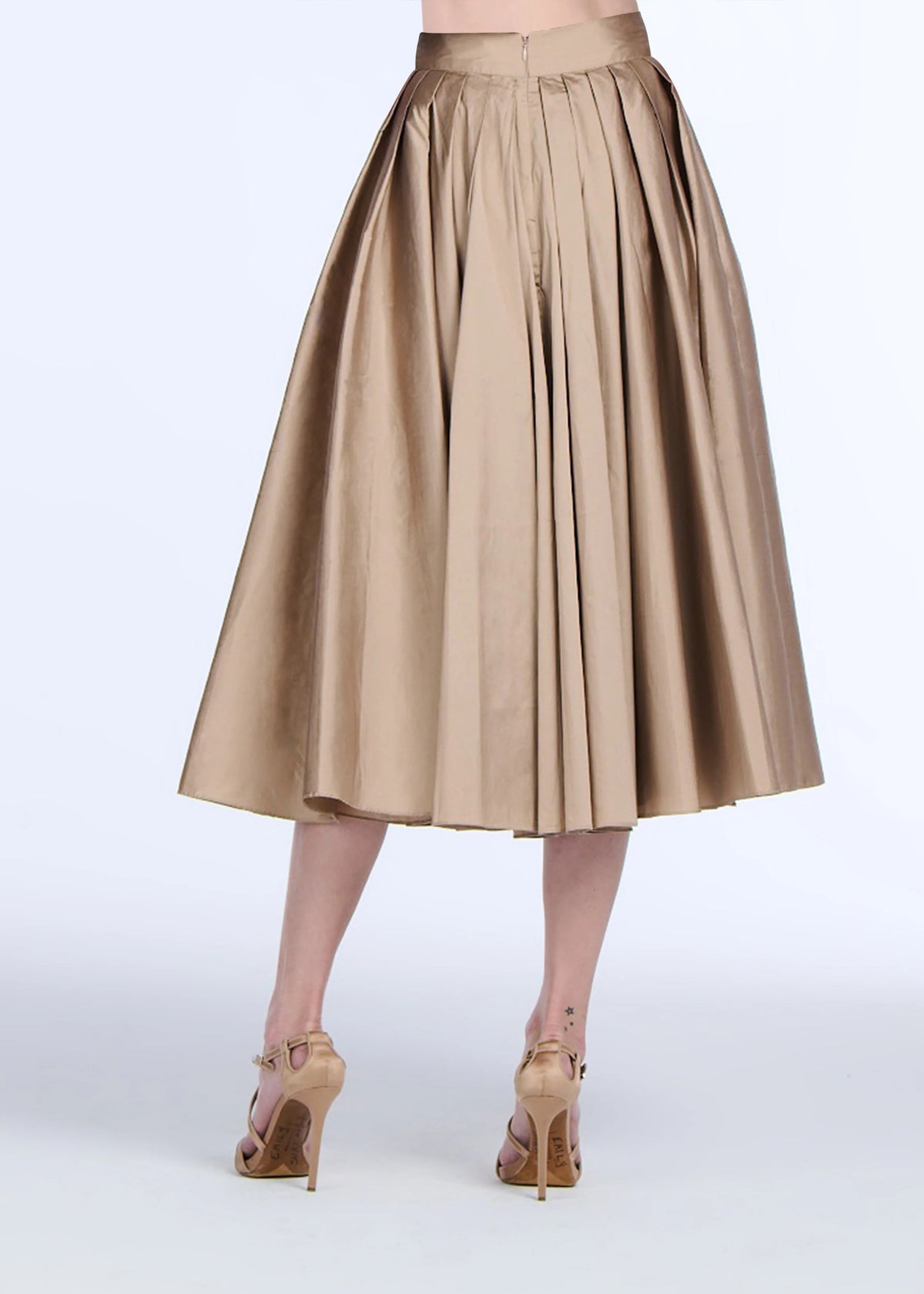 Tea Length Pleated Taffeta Skirt