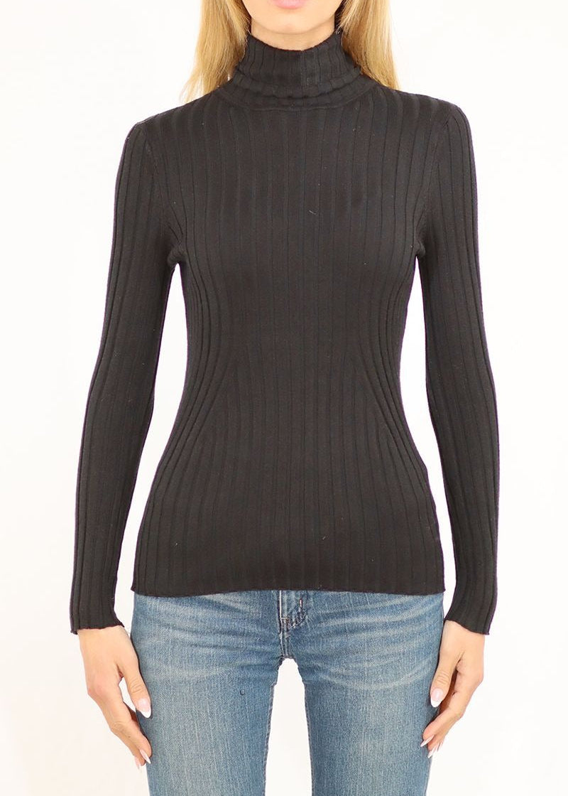 Turtleneck Long Sleeve Rib Pullover
