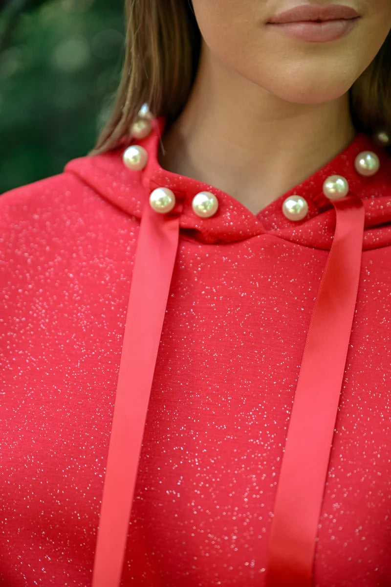 Francine French Scuba Pearl Hoodie with Glitter