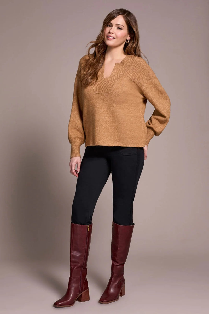 Mandarin Collar Long Puff Sleeve Sweater