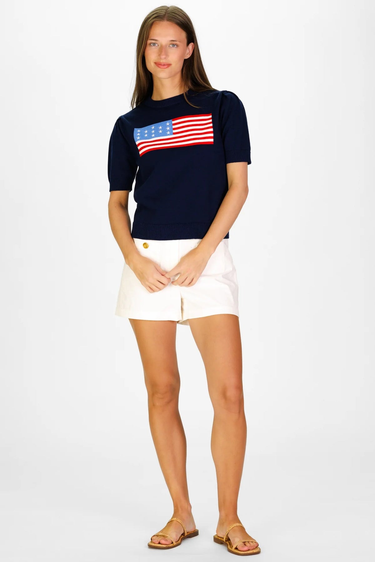 Puff Sleeve Flag Sweater