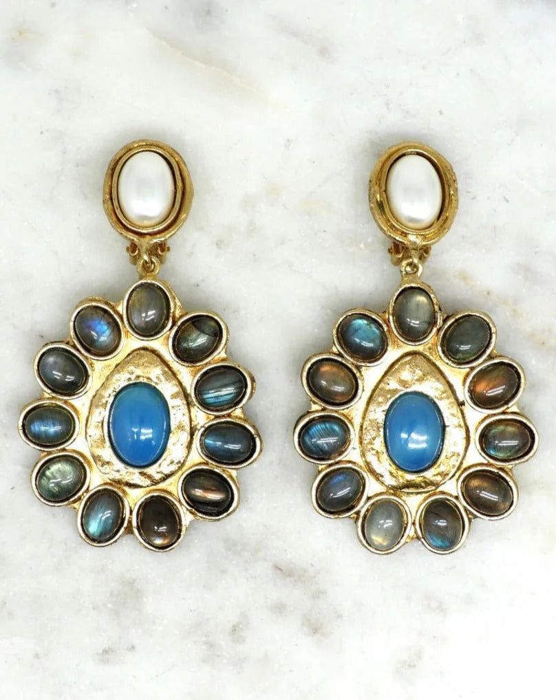 Rheane Clip Stone Earrings