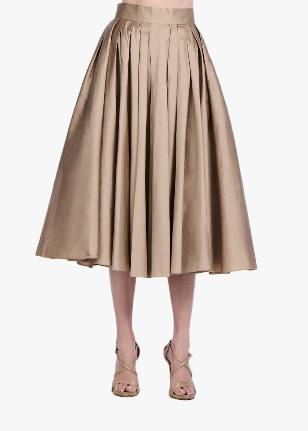 Tea Length Pleated Taffeta Skirt
