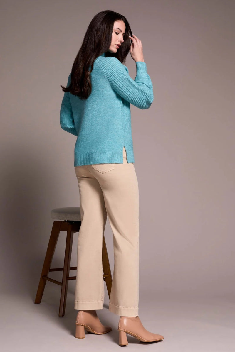 Long Puff Sleeve Mock Neck Sweater