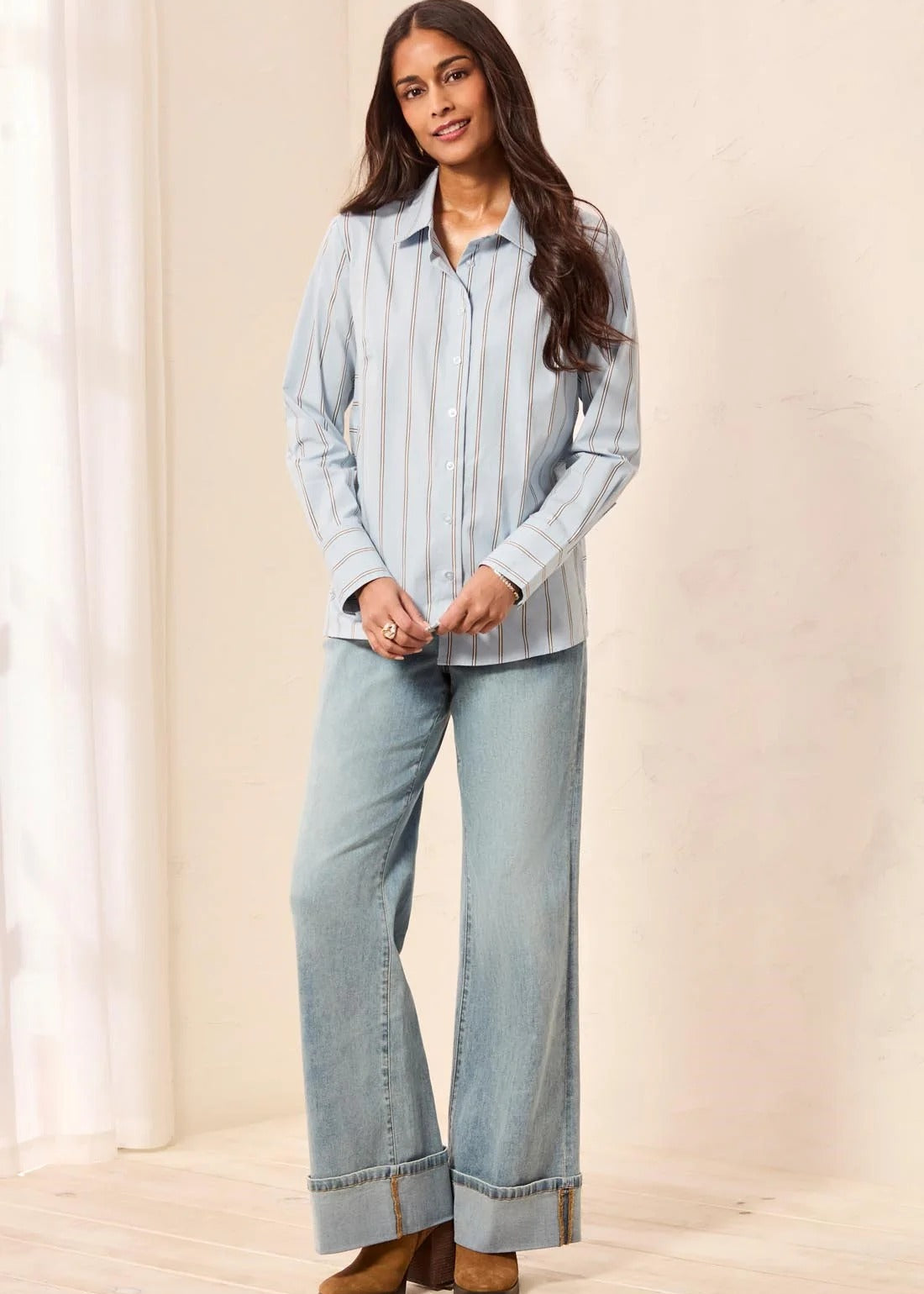 Long Sleeve Button Front  Shirt