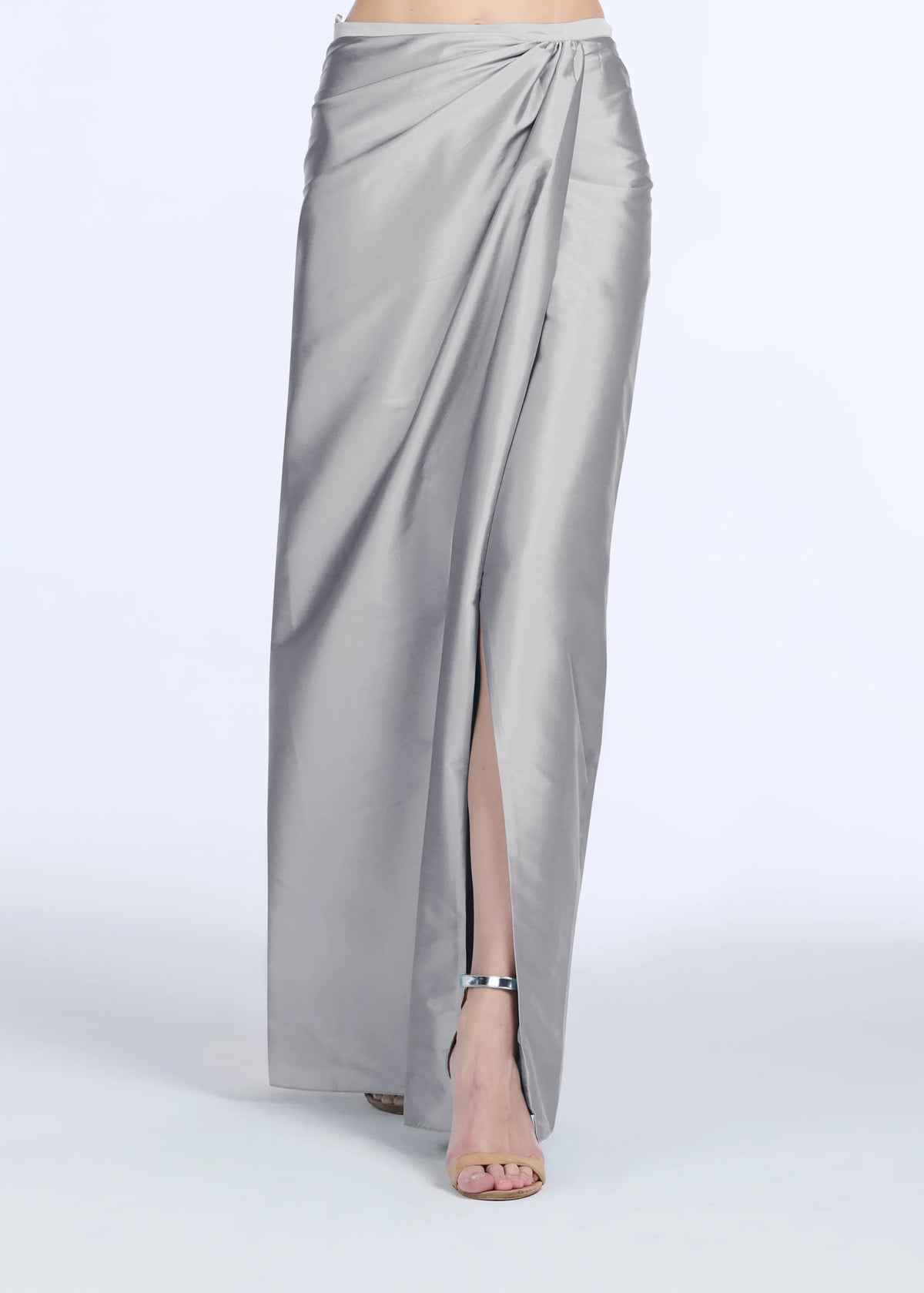 Soft Taffeta Faux Wrap Skirt