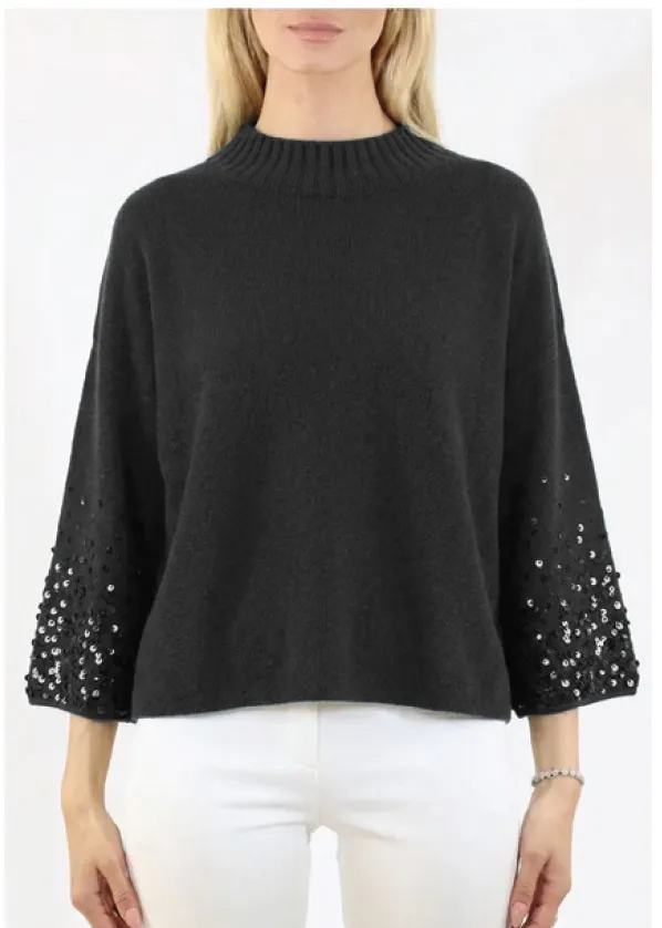 Kimono Sequin Sleeve Sweater