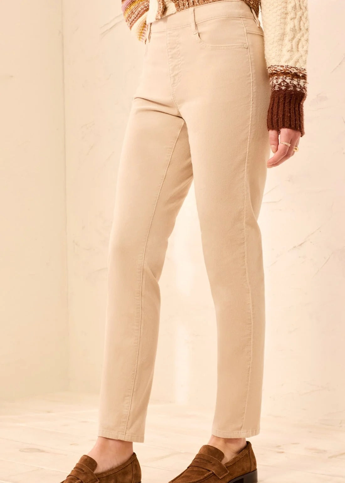 Micro Cord Audrey Pull-On Slim Ankle Pants