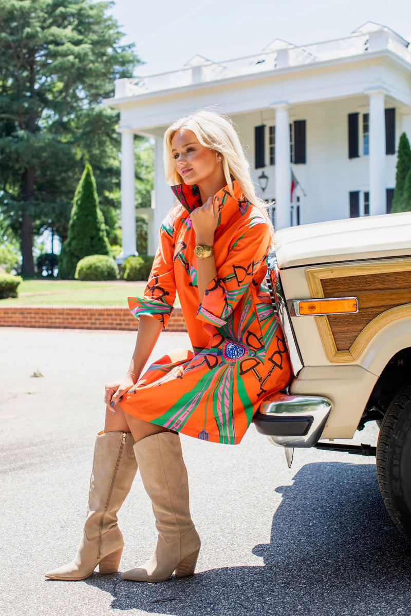 Estate Orange Shirt Dress Short