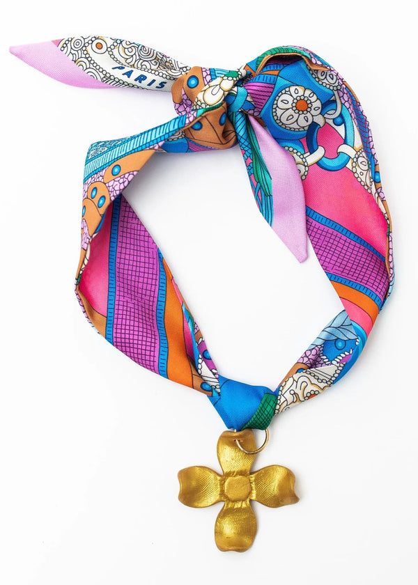 Multicolored Scarf with Dogwood