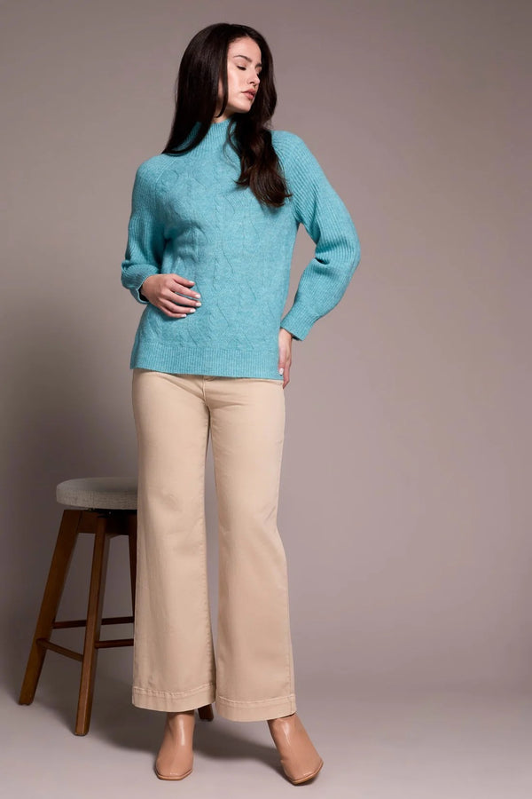 Long Puff Sleeve Mock Neck Sweater