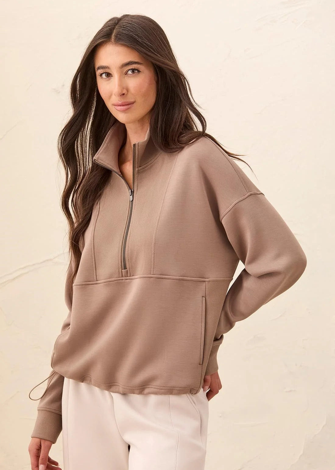 Long Sleeve Mock Neck Top with Zipper
