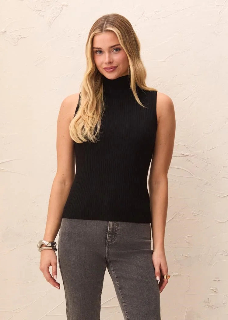 Sleeveless Funnel Neck Sweater